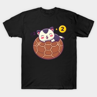 Cute cat sleeping on a football T-Shirt